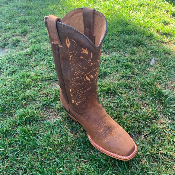 Women's Western Cowgirl Boots Cubans heel 404 tan - Picture 5 of 7